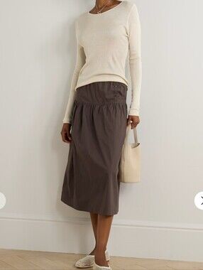 New Deiji Studios Button Skirt Chocolate Women's Midi  Size Organic Cotton XS